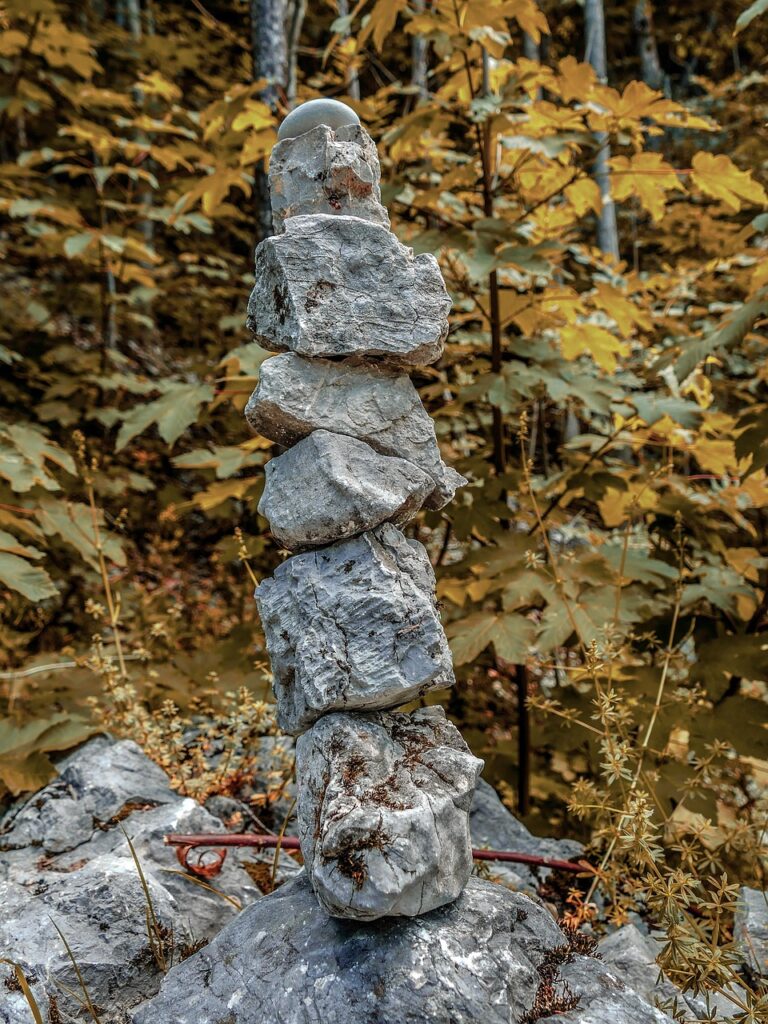 stones, build, nature, forest, automnes